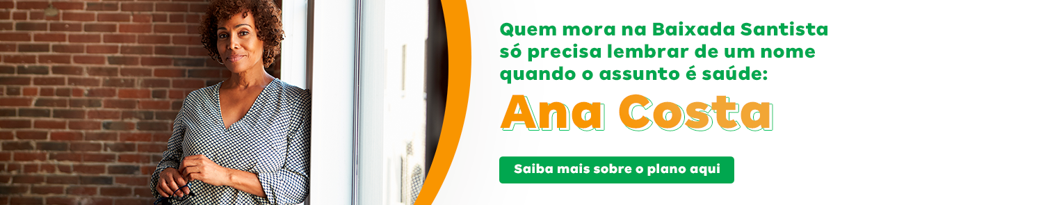 Banner com uma mulher pensando e o acesso aos planos do Ana Costa Saúde